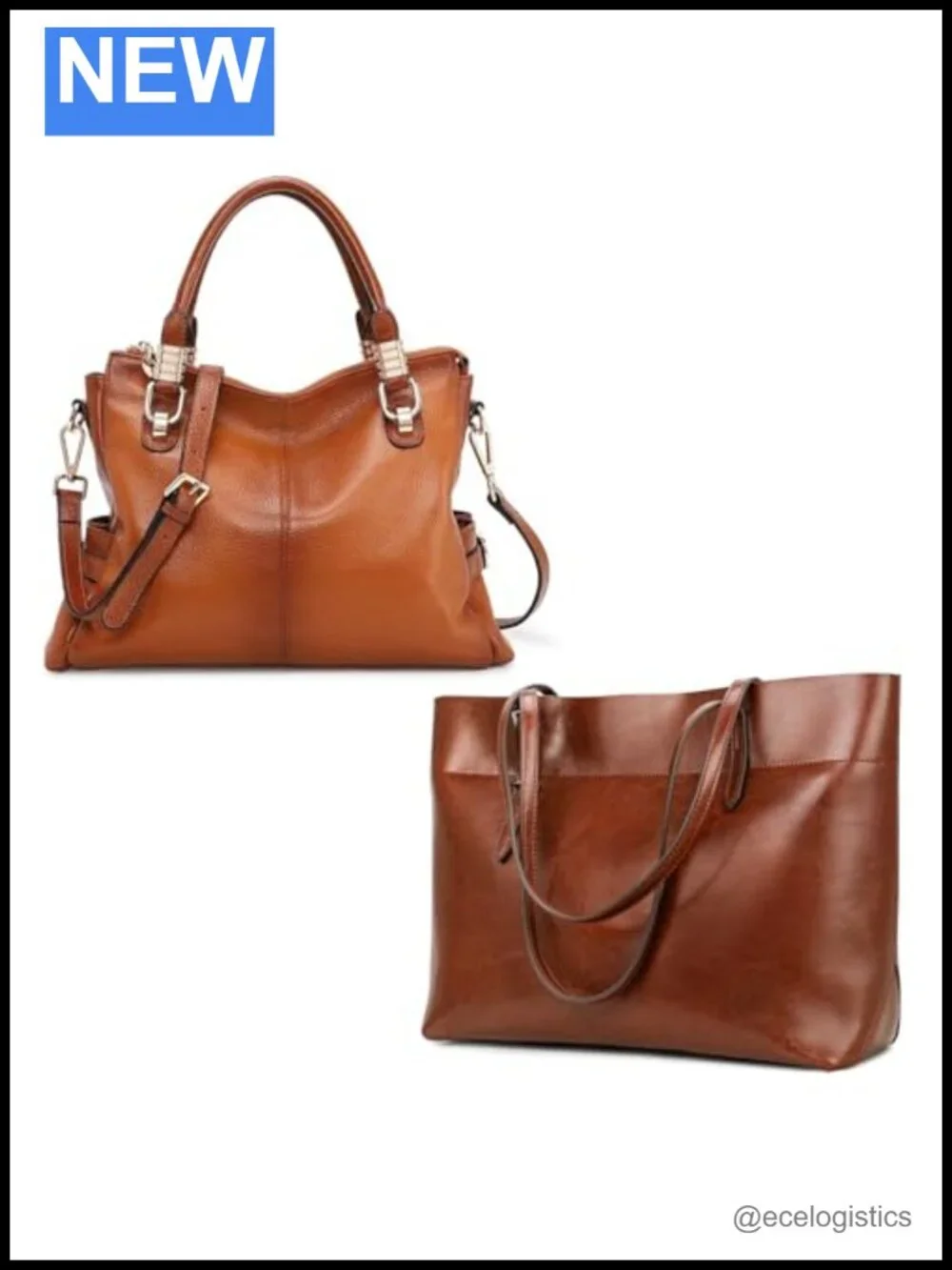 Leather Tote & Crossbody Bag Set - 2 Piece Handbag Bundle for Work, Travel, Gift